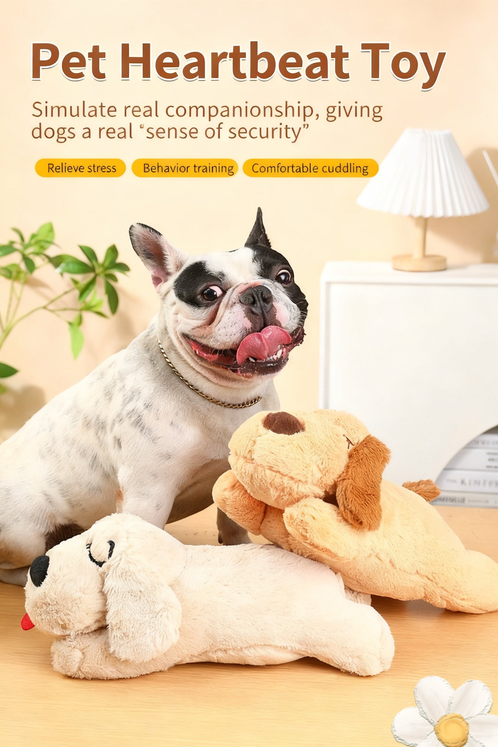 Dog Anxiety Companion Sleep Simulation Heartbeat Plush for Dogs,Claiming Plush for Aggressive Chewers,Durable Chew