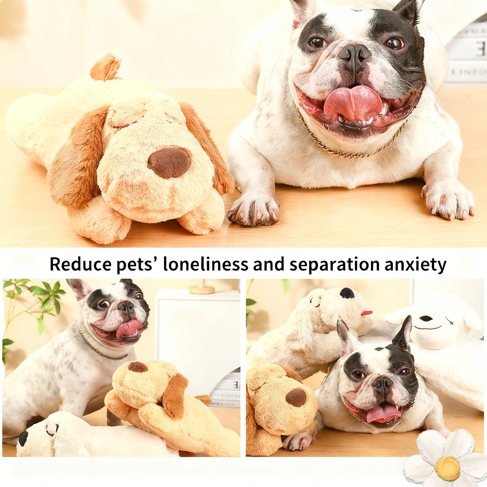 Dog Anxiety Companion Sleep Simulation Heartbeat Plush for Dogs,Claiming Plush for Aggressive Chewers,Durable Chew