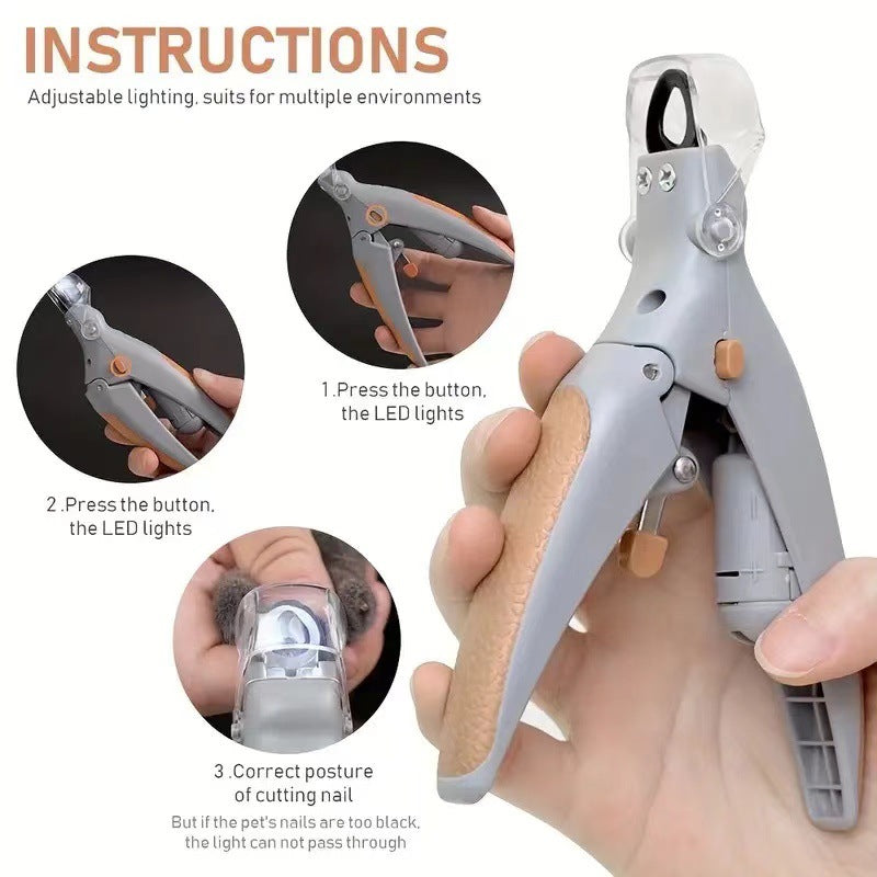 LED Light Pet Nail Clipper 5X Magnification That Doubles as a Nail Trapper, Great for Trimming Cats & Dogs Nails & Claws, Razor Sharp and Durable Blade , Quick-Clip
