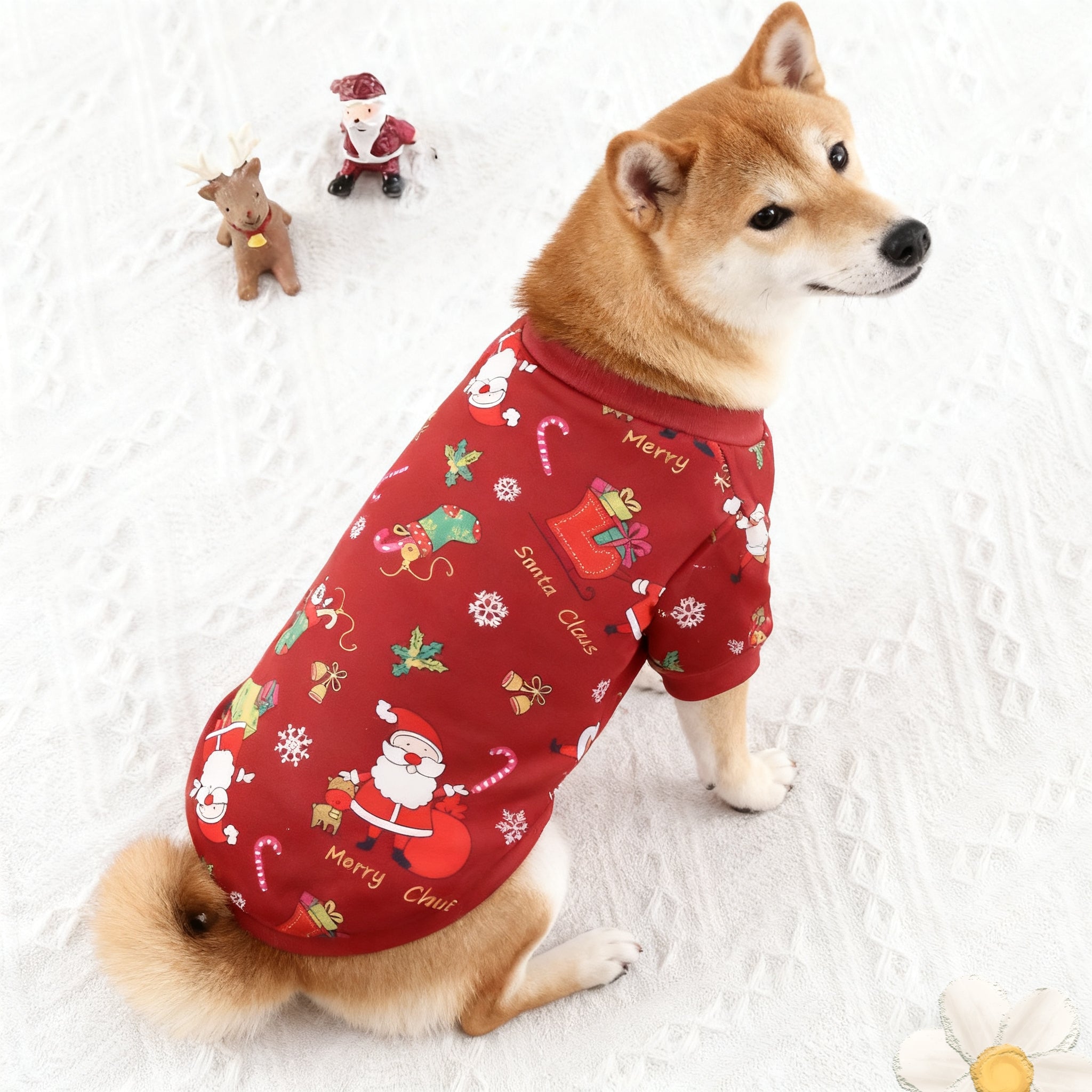 Christmas Dog Pajamas Crystal Fleece Pet Costume Cozy Puppy Christmas Outfit