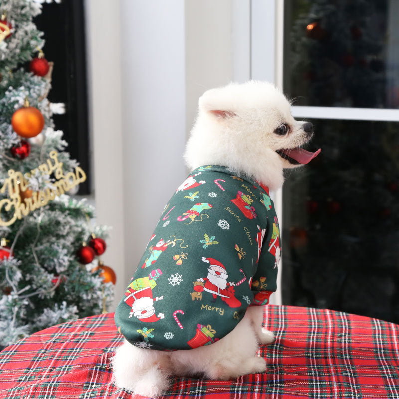 Christmas Dog Pajamas Crystal Fleece Pet Costume Cozy Puppy Christmas Outfit