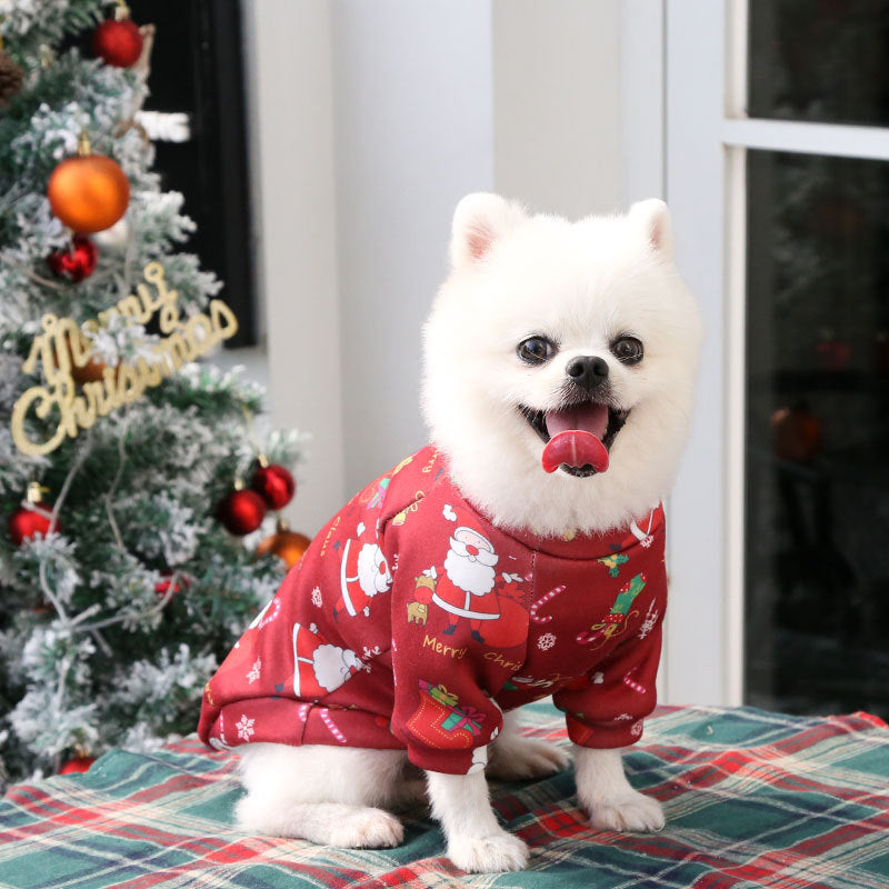 Christmas Dog Pajamas Crystal Fleece Pet Costume Cozy Puppy Christmas Outfit