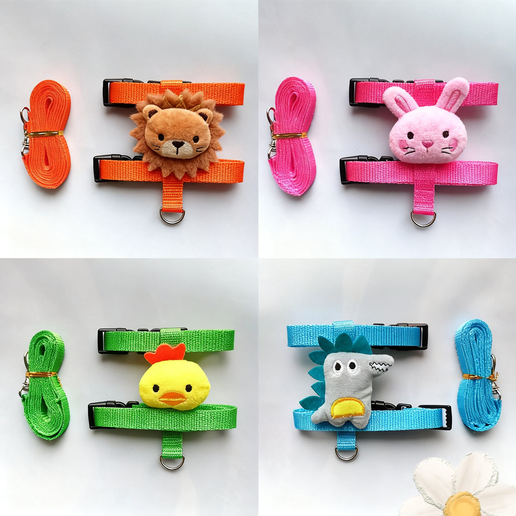 4Pack Rabbit Vest Traction Rope Small Pet Harness Adjustable Rabbit Harness and Belt, Small Pet Vest Harness Belt Trail Decorative Traction Rope Toys Suitable for Walking