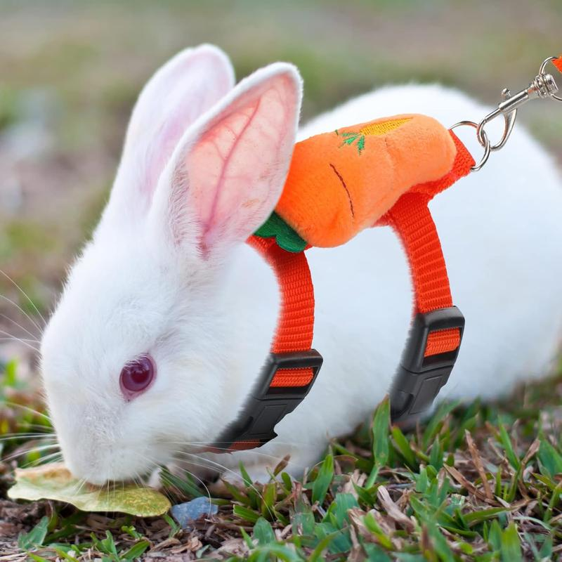 4Pack Rabbit Vest Traction Rope Small Pet Harness Adjustable Rabbit Harness and Belt, Small Pet Vest Harness Belt Trail Decorative Traction Rope Toys Suitable for Walking