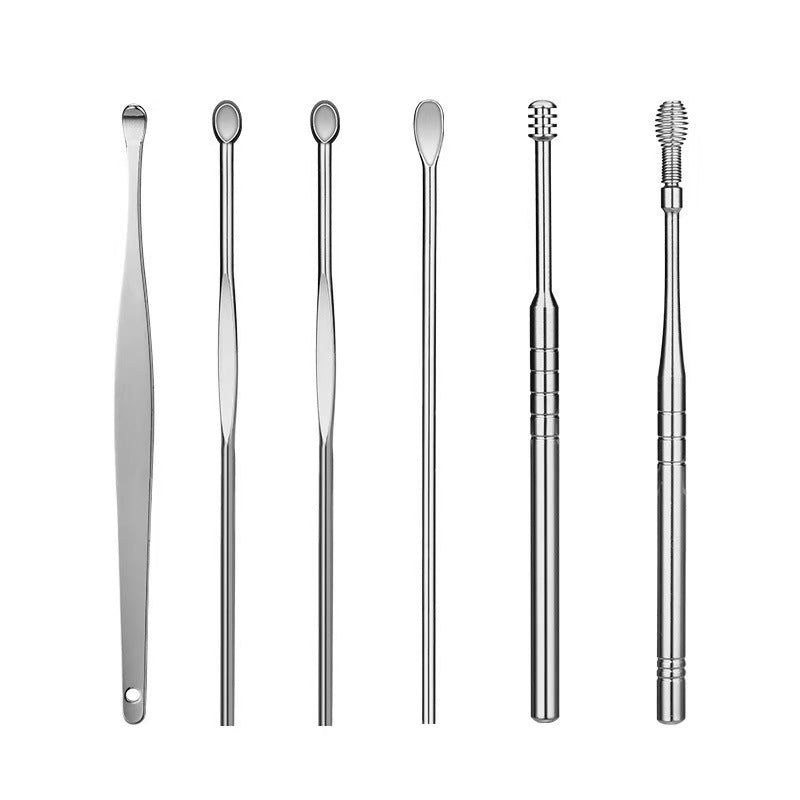6 Counts/Set Ear Cleaning Kit Ear Spoons Ear Picks Curette,Ear Wax Remover Tool,Ear Wax Removal Tool Set with Storage Tube,Earwax Cleaning Supplies.