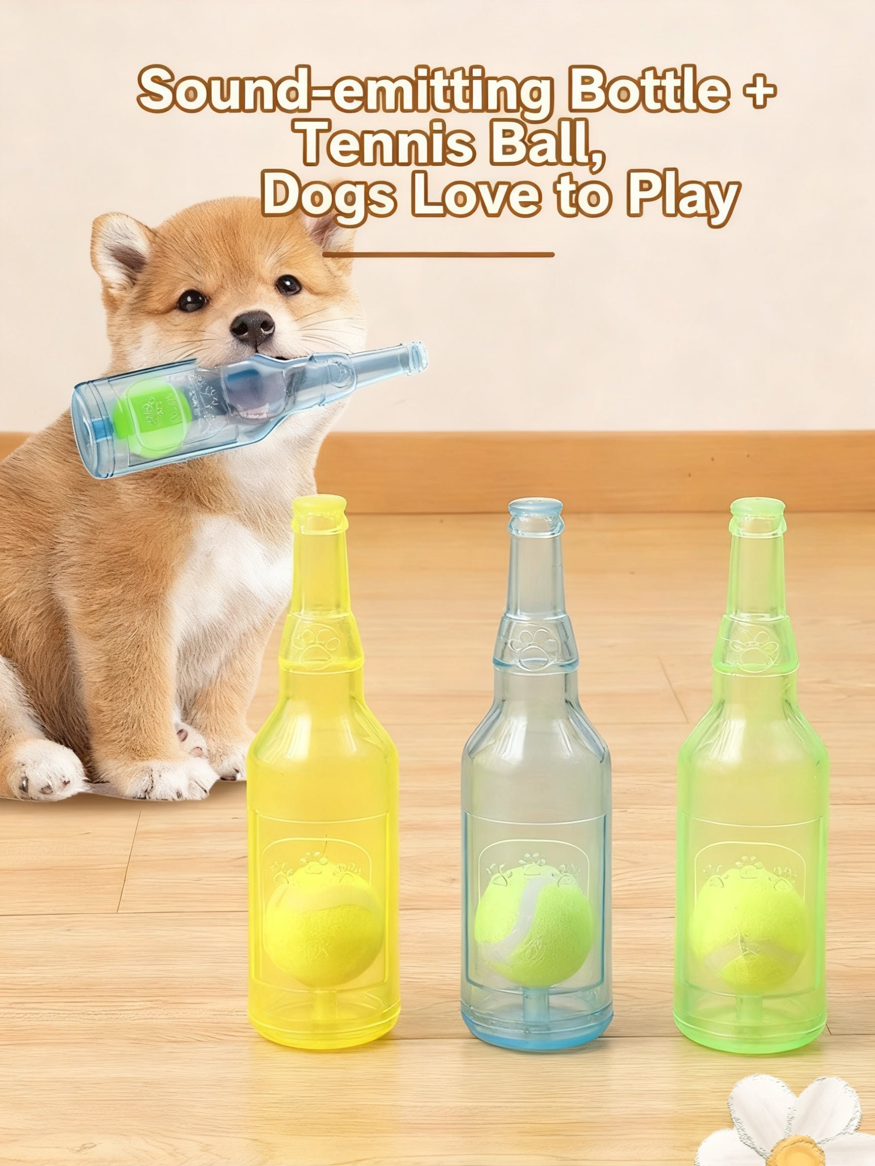 Wine Bottle Shaped Dog Toy, 1 Count Durable Squeaky Toy, Interactive Throwing Toy with Small Ball Inside, Pet Supplies for All Breeds & Sizes