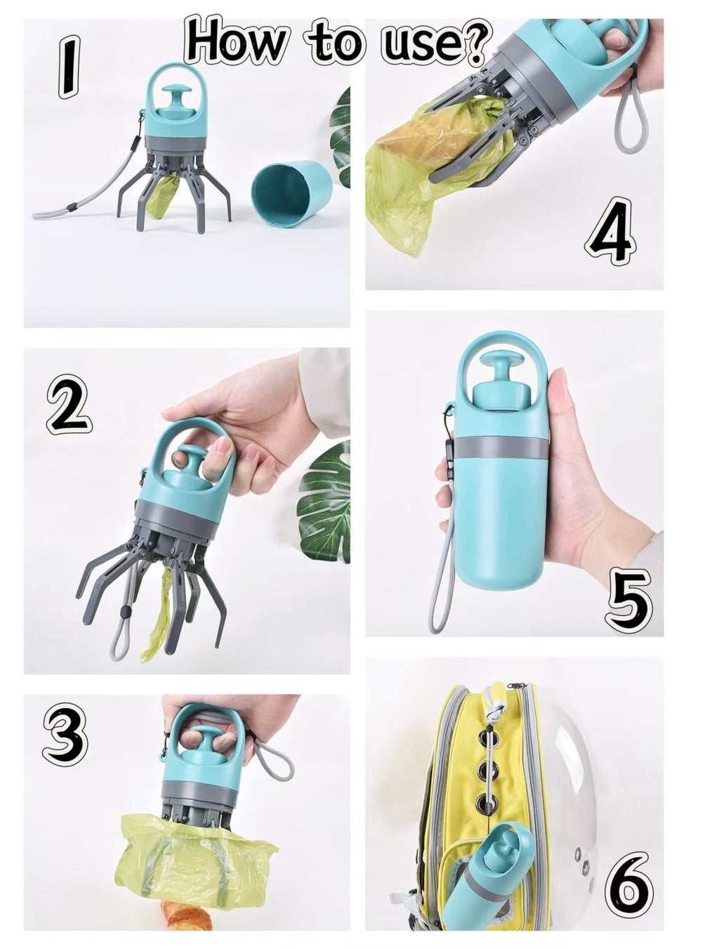 Portable Pet Poop Scooper with 1 Count Dog Waste Bag Holder & Dispenser for Outdoor Use Compact Design Essential Pet Supplies