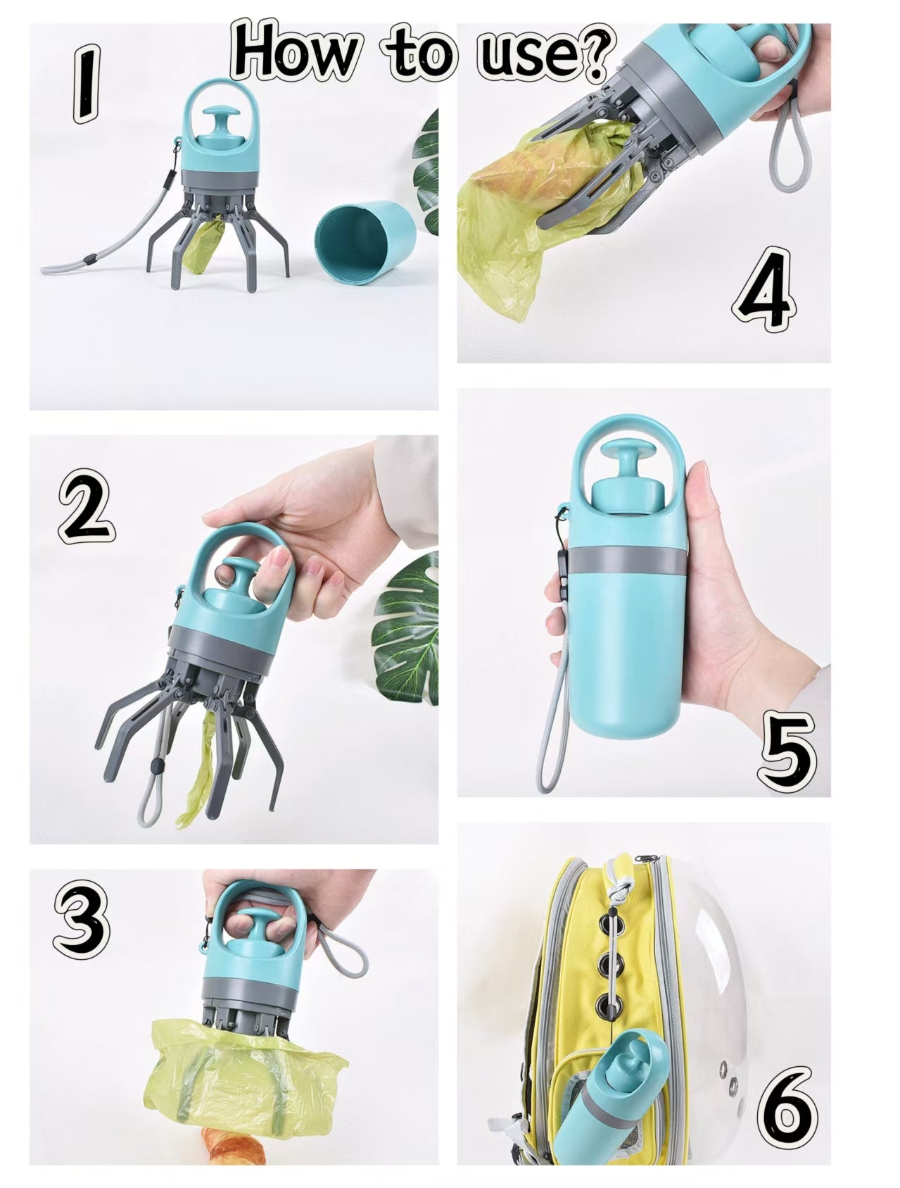 Portable Pet Poop Scooper with 1 Count Dog Waste Bag Holder & Dispenser for Outdoor Use Compact Design Essential Pet Supplies