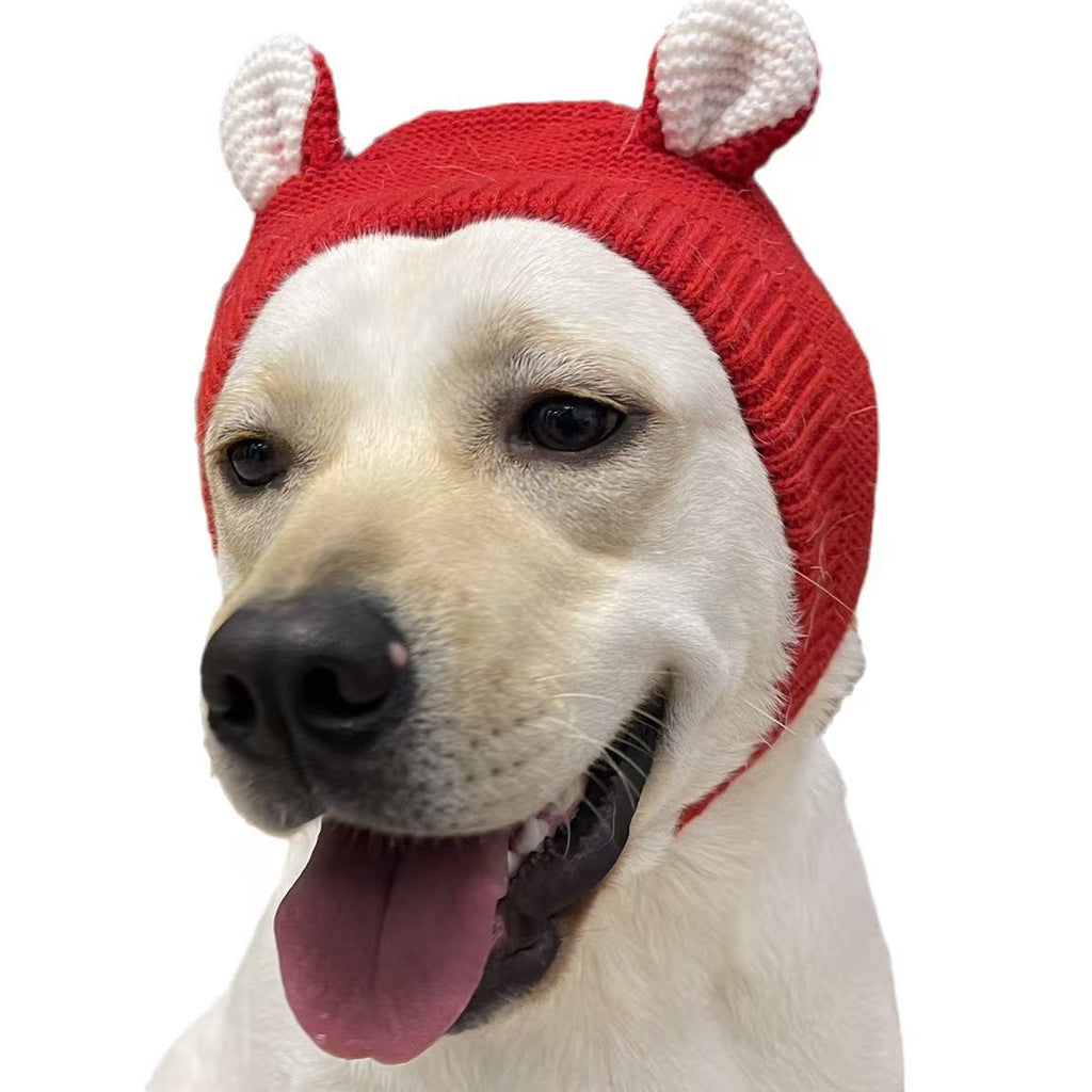 Noise Protection Dog Hat – Warm Knitted Quiet Ears Cap for Medium & Large Pets, Soft Winter Headwear for Dogs & Cats, Comfortable Anti-Noise Orange Hoodie lady baggy cardigan green candlestick easy cut wooden peanut chain jacquard design Free Standing Pu