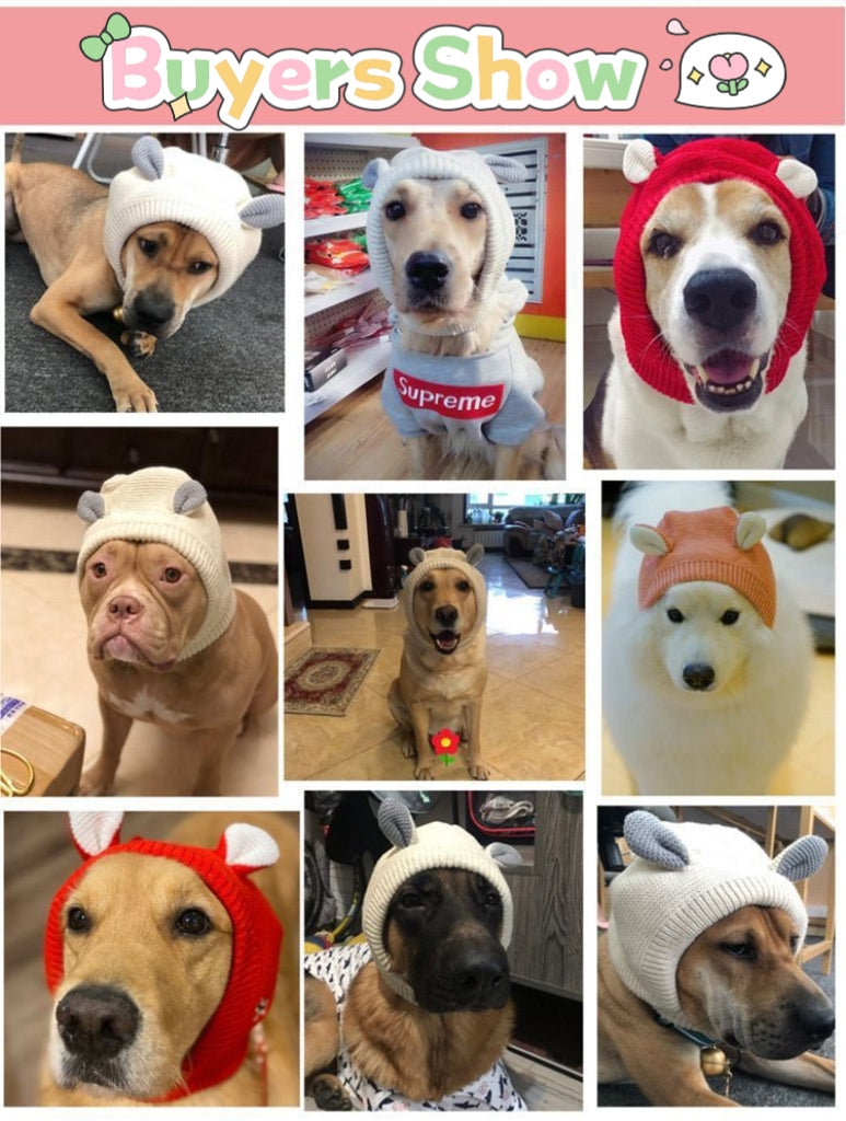 Noise Protection Dog Hat – Warm Knitted Quiet Ears Cap for Medium & Large Pets, Soft Winter Headwear for Dogs & Cats, Comfortable Anti-Noise Orange Hoodie lady baggy cardigan green candlestick easy cut wooden peanut chain jacquard design Free Standing Pu