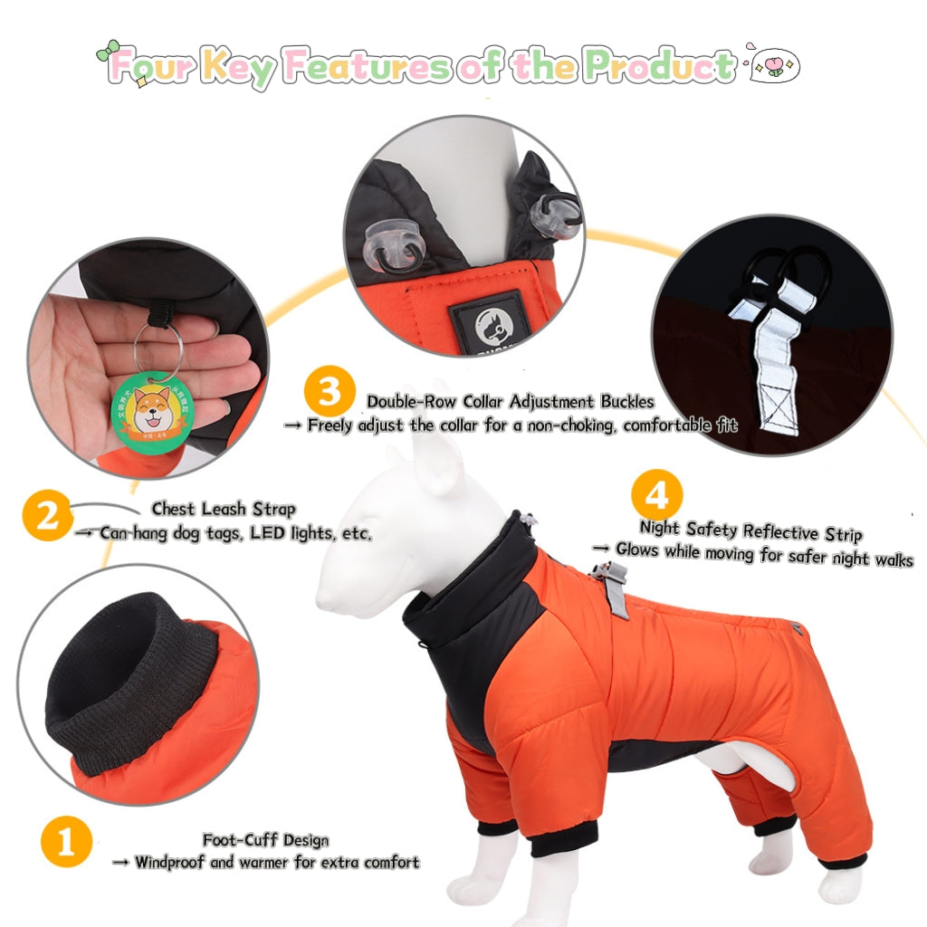 New Waterproof Coated Down Jacket Windproof Winter Outdoor Warm Dog Clothes Fashion Pet Anti-Cold Cotton Coat Thick Universal Size