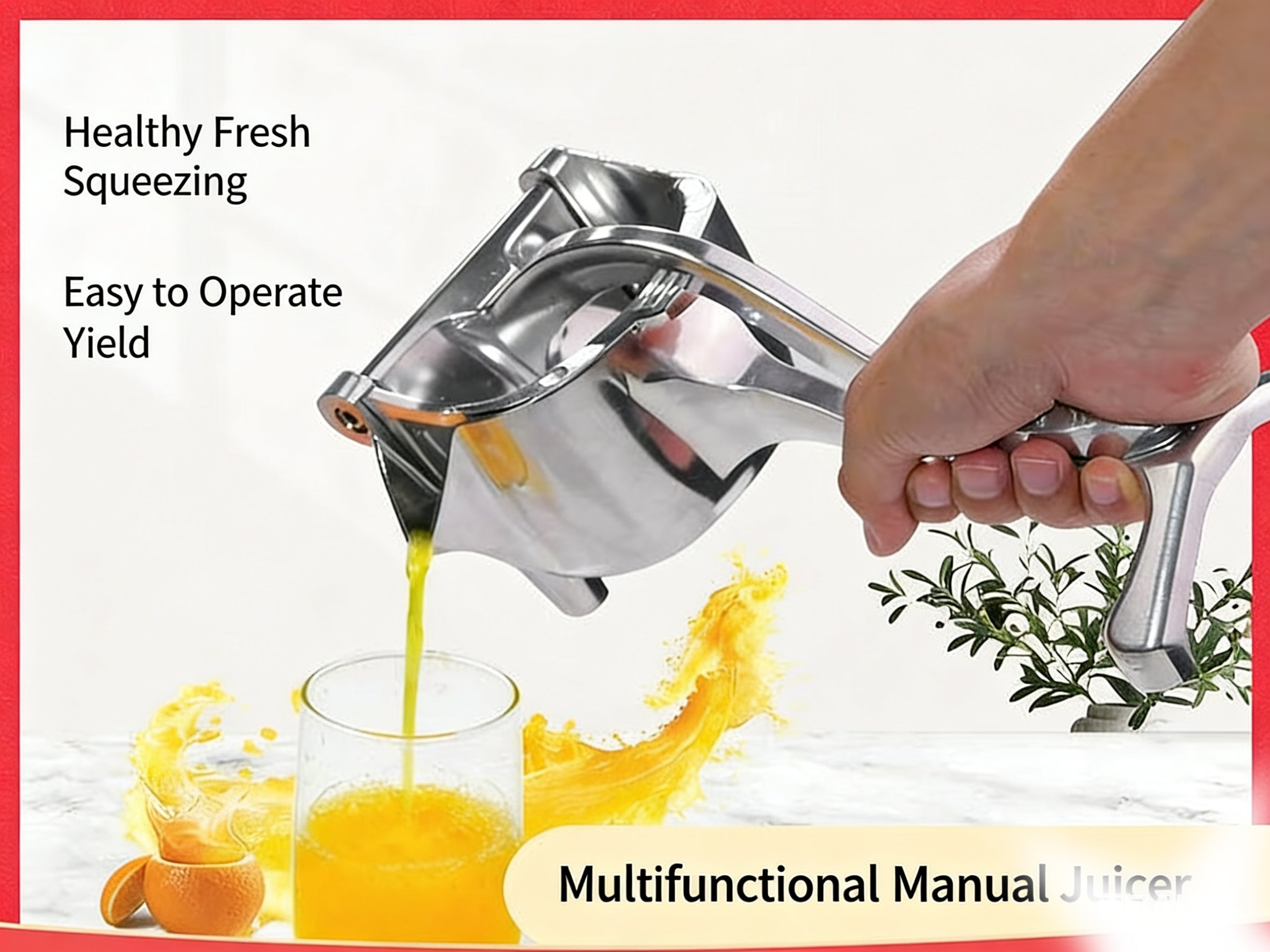 Hand Juicer Squeezer - Aluminum Manual Press Juicer with Ergonomic Grip for Efficient Juice Extraction of Pomegranates Citrus & More, Durable Compact Easy to Use & Clean Manual Citrus Juicer.