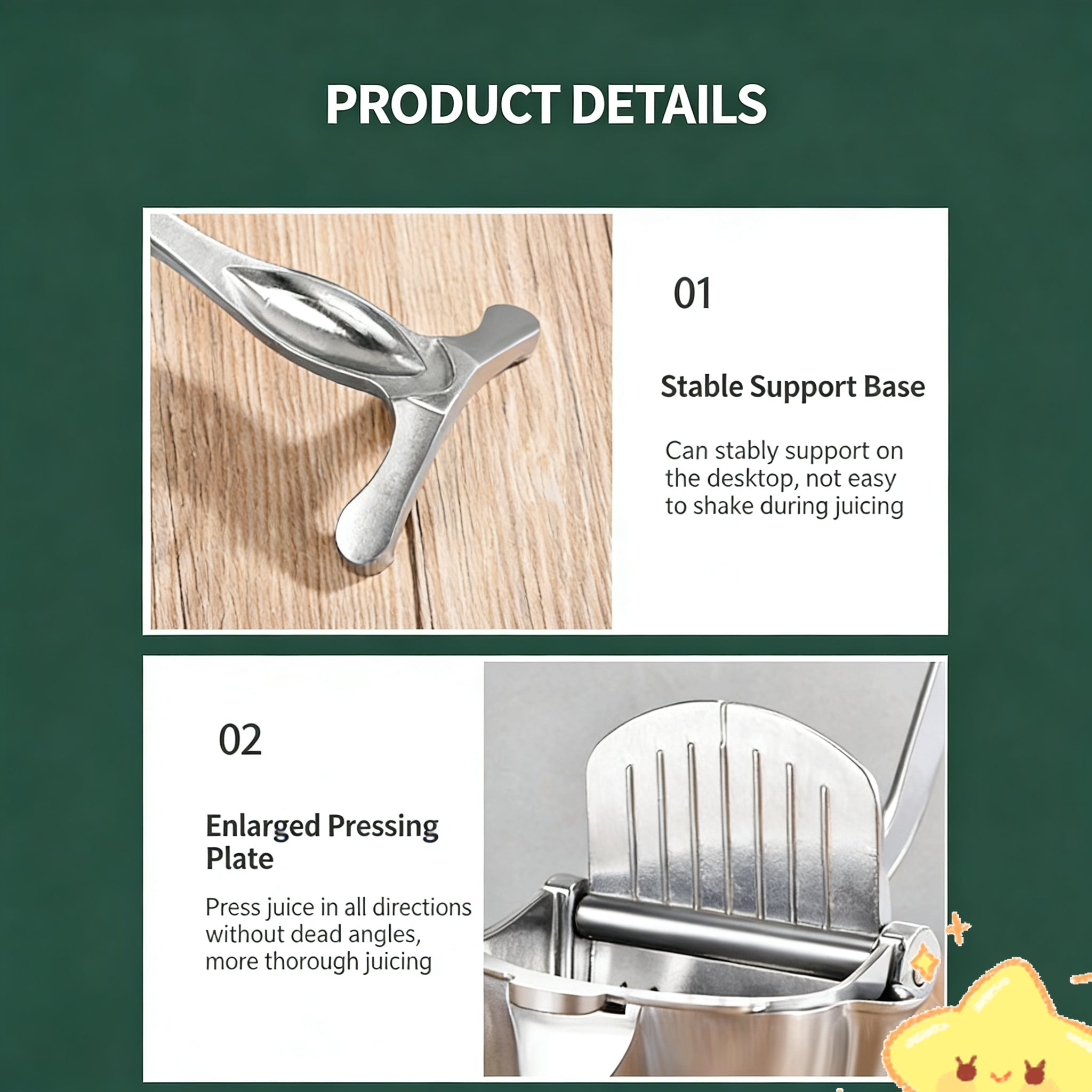 Hand Juicer Squeezer - Aluminum Manual Press Juicer with Ergonomic Grip for Efficient Juice Extraction of Pomegranates Citrus & More, Durable Compact Easy to Use & Clean Manual Citrus Juicer.