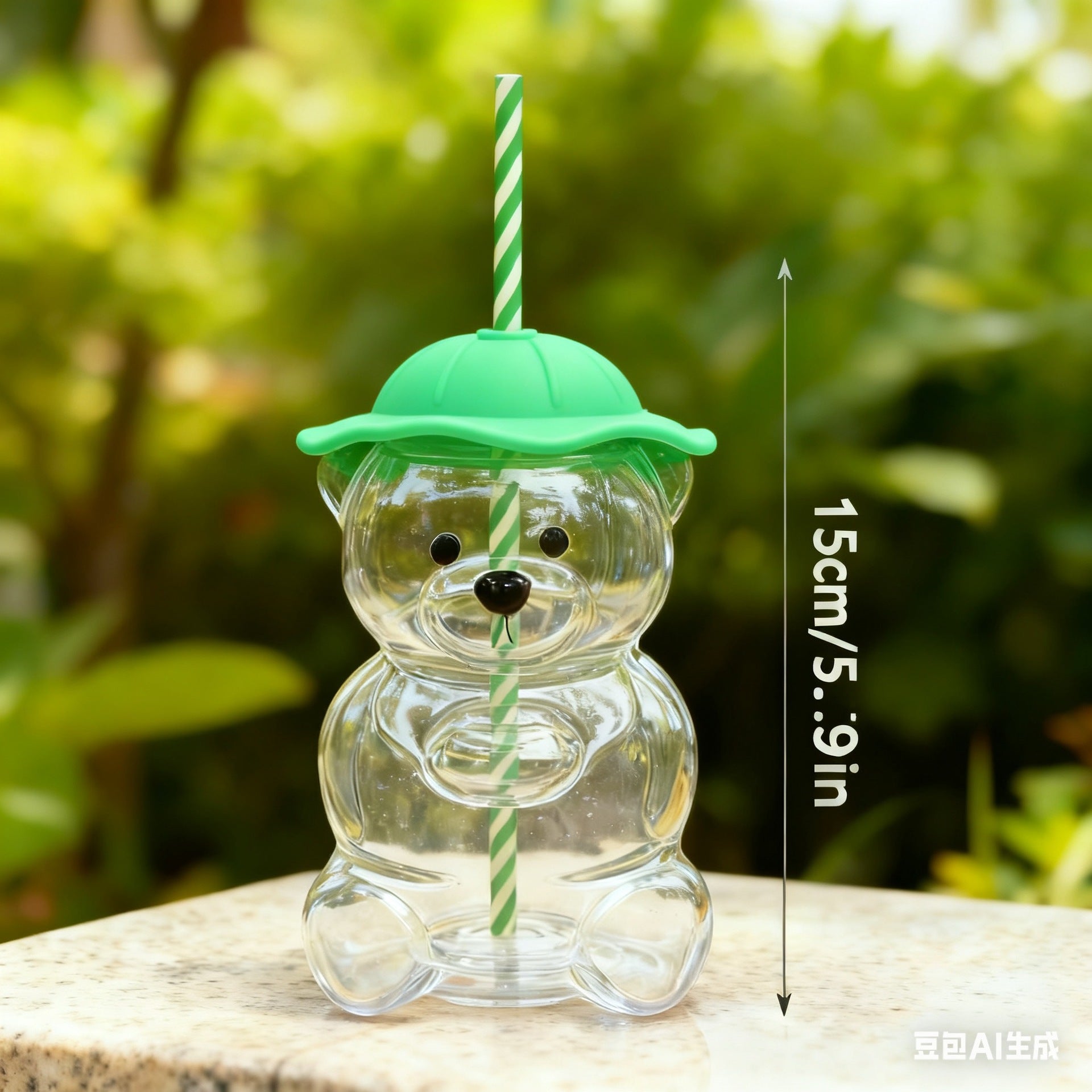 2025 New Bear Straw Cup, 20oz Adorable Bear Plastic Cup with Reusable Straw - Popular Animal Design, Perfect for Smoothies, Bubble Tea, and Iced Coffee