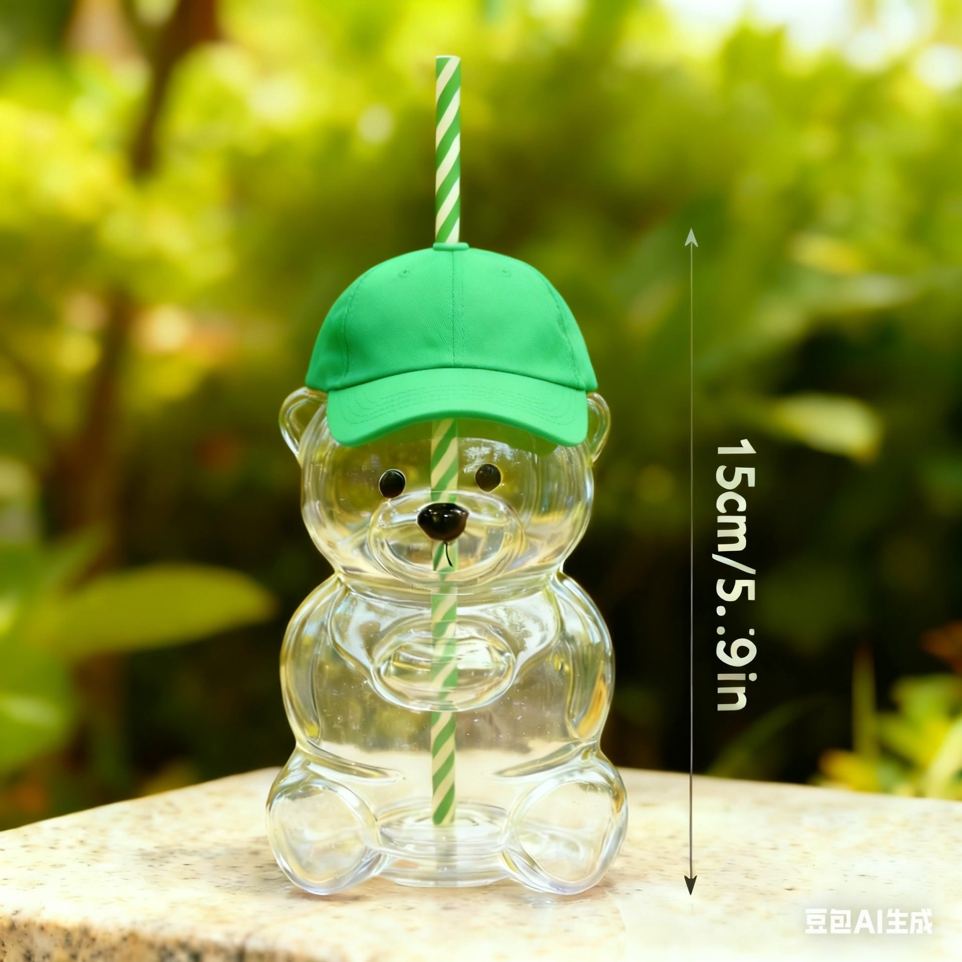 2025 New Bear Straw Cup, 20oz Adorable Bear Plastic Cup with Reusable Straw - Popular Animal Design, Perfect for Smoothies, Bubble Tea, and Iced Coffee
