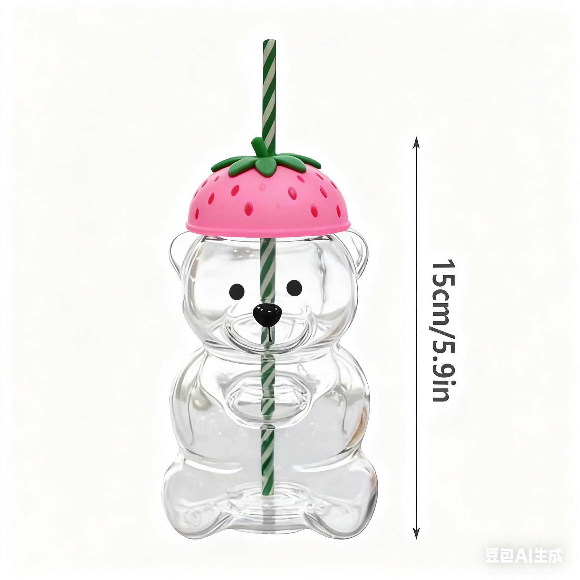 2025 New Bear Straw Cup, 20oz Adorable Bear Plastic Cup with Reusable Straw - Popular Animal Design, Perfect for Smoothies, Bubble Tea, and Iced Coffee