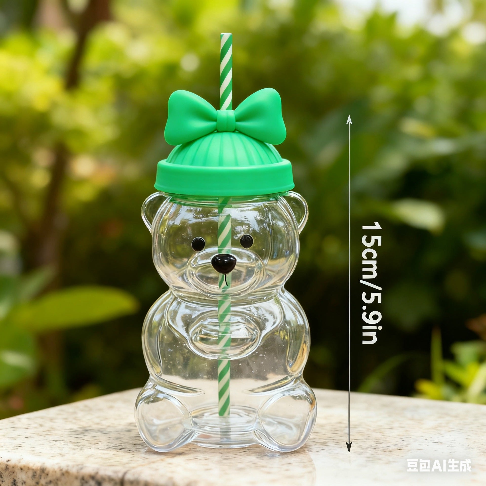 2025 New Bear Straw Cup, 20oz Adorable Bear Plastic Cup with Reusable Straw - Popular Animal Design, Perfect for Smoothies, Bubble Tea, and Iced Coffee