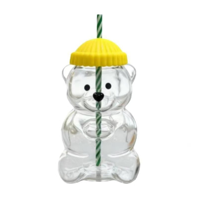 2025 New Bear Straw Cup, 20oz Adorable Bear Plastic Cup with Reusable Straw - Popular Animal Design, Perfect for Smoothies, Bubble Tea, and Iced Coffee