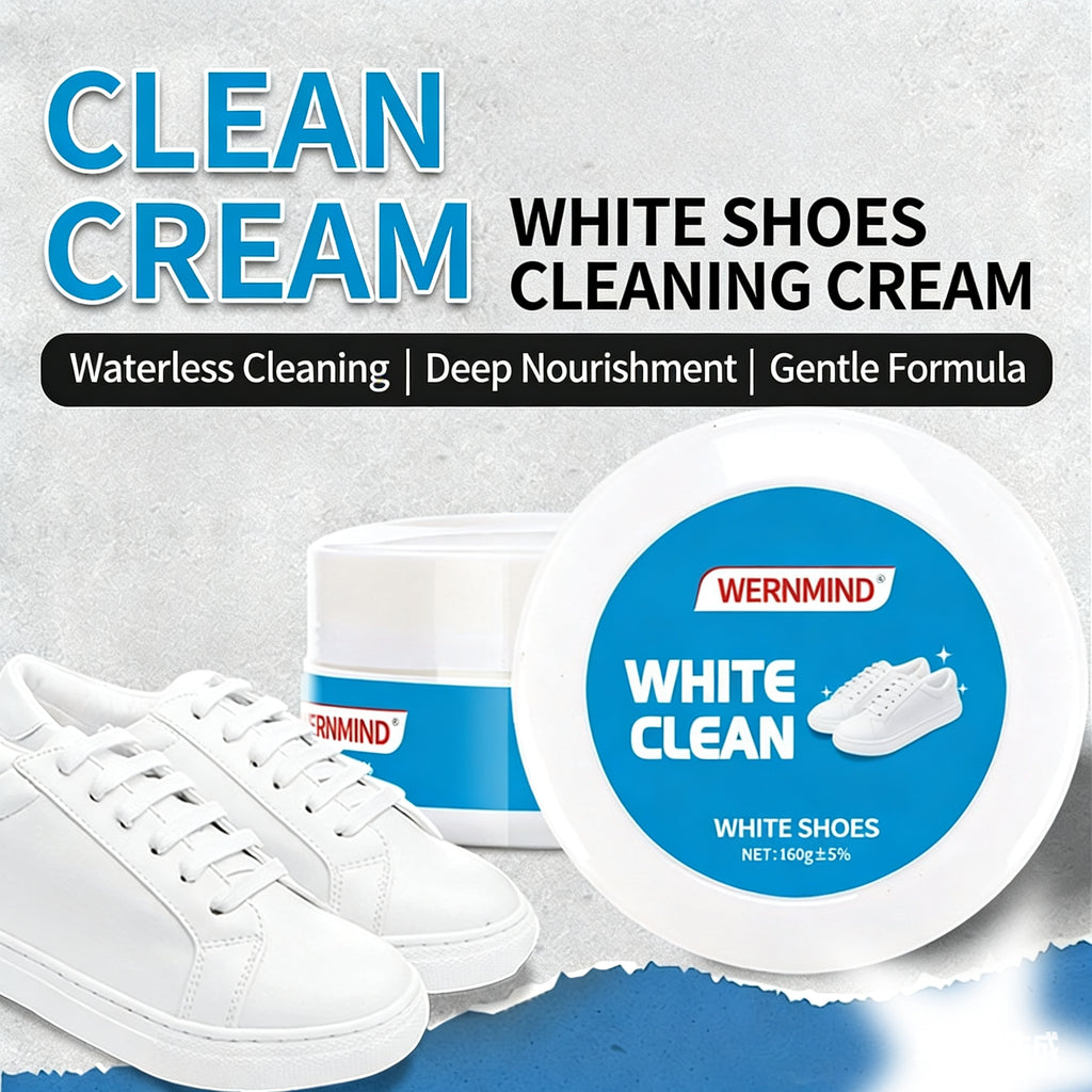 White Shoe Cleaner Cream Multipurpose No-Wash Solid Comes with Sponge Removes Stains Ideal for Leather Silicone Car Interiors Mild Non-Irritating Eco-Friendly
