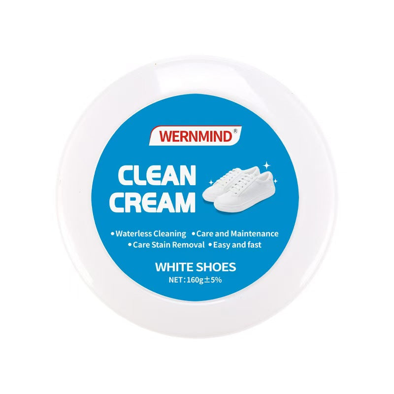 White Shoe Cleaner Cream Multipurpose No-Wash Solid Comes with Sponge Removes Stains Ideal for Leather Silicone Car Interiors Mild Non-Irritating Eco-Friendly
