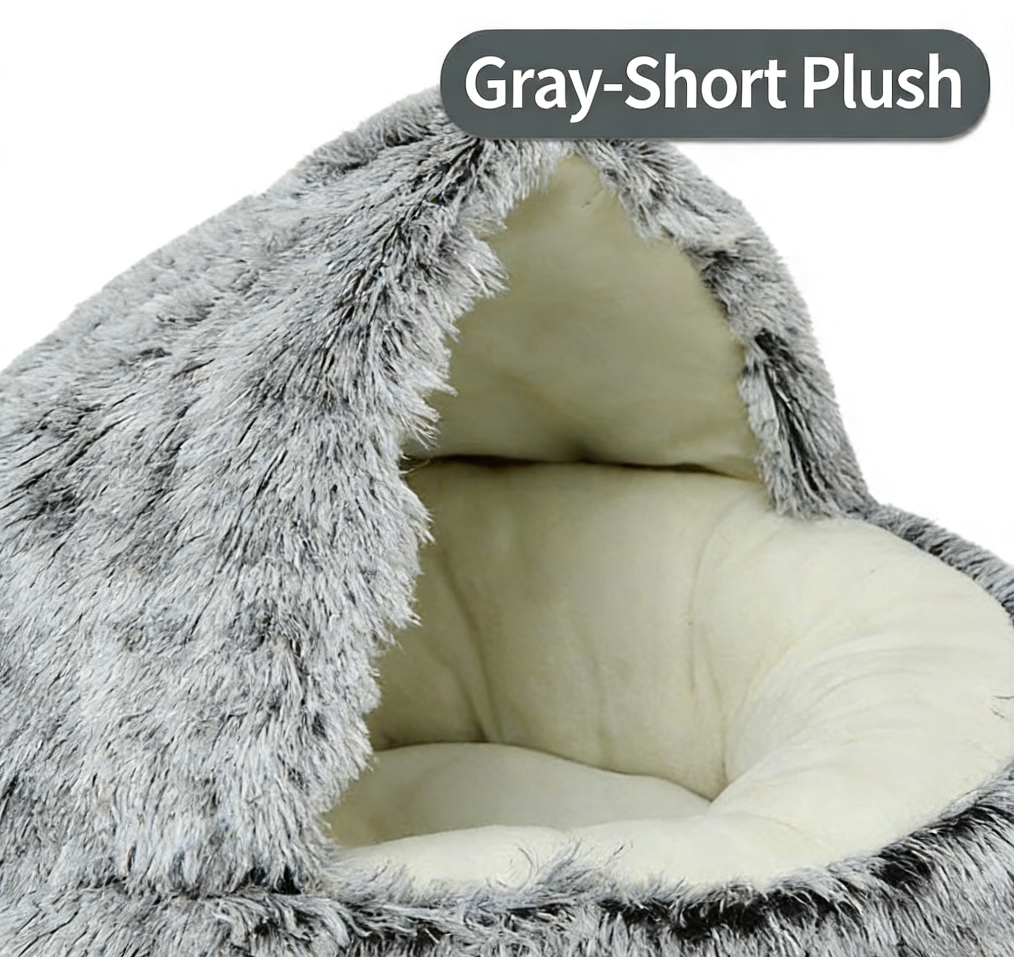 Pet Shell Nest Cat Bed Winter Warm Half-Enclosed Pet Nest Dog Bed Shaped Beds Long Plush Pet Bed, Cozy and Comfortable Pet Sleeping Mat