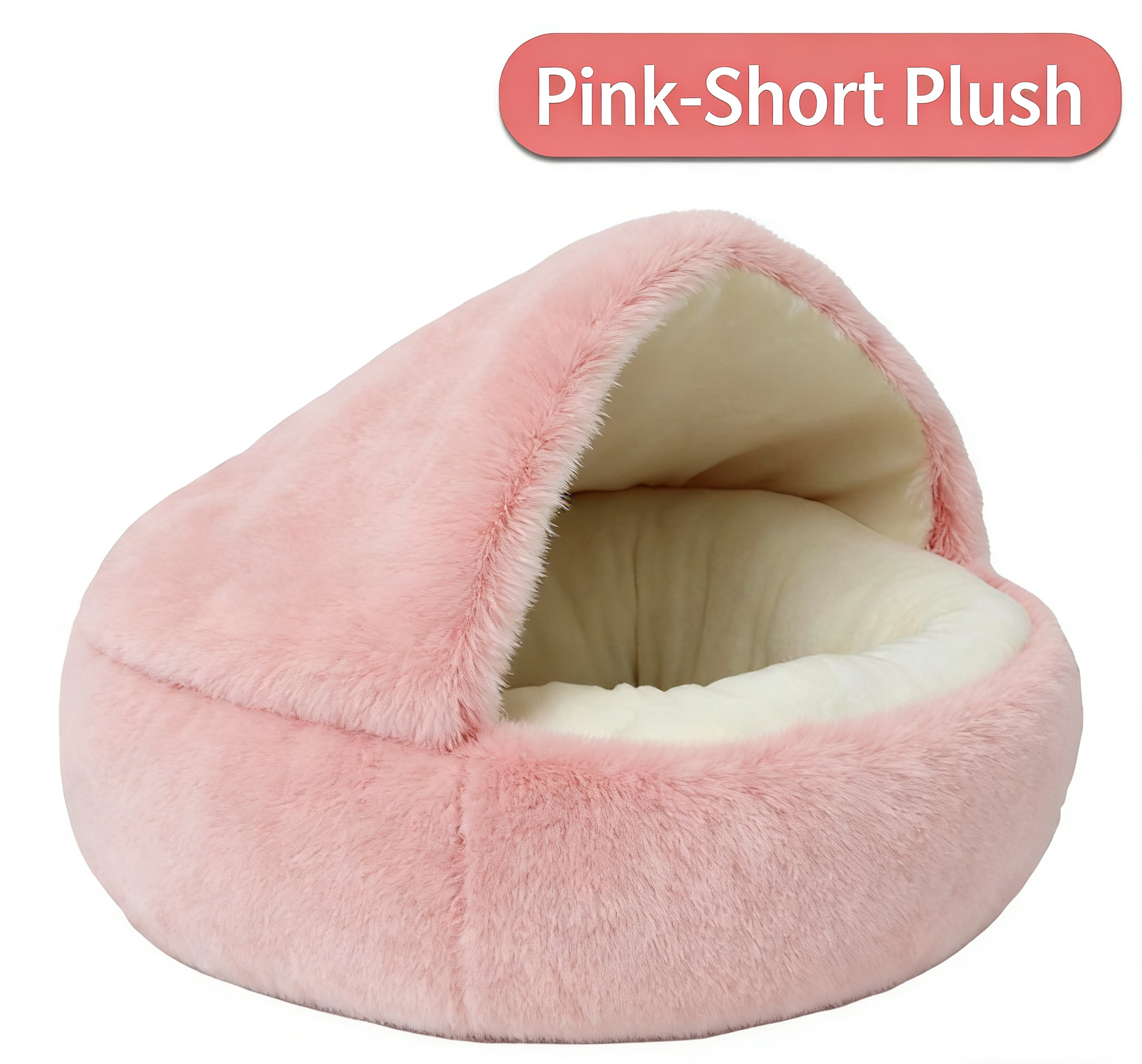 Pet Shell Nest Cat Bed Winter Warm Half-Enclosed Pet Nest Dog Bed Shaped Beds Long Plush Pet Bed, Cozy and Comfortable Pet Sleeping Mat