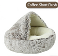 Pet Shell Nest Cat Bed Winter Warm Half-Enclosed Pet Nest Dog Bed Shaped Beds Long Plush Pet Bed, Cozy and Comfortable Pet Sleeping Mat