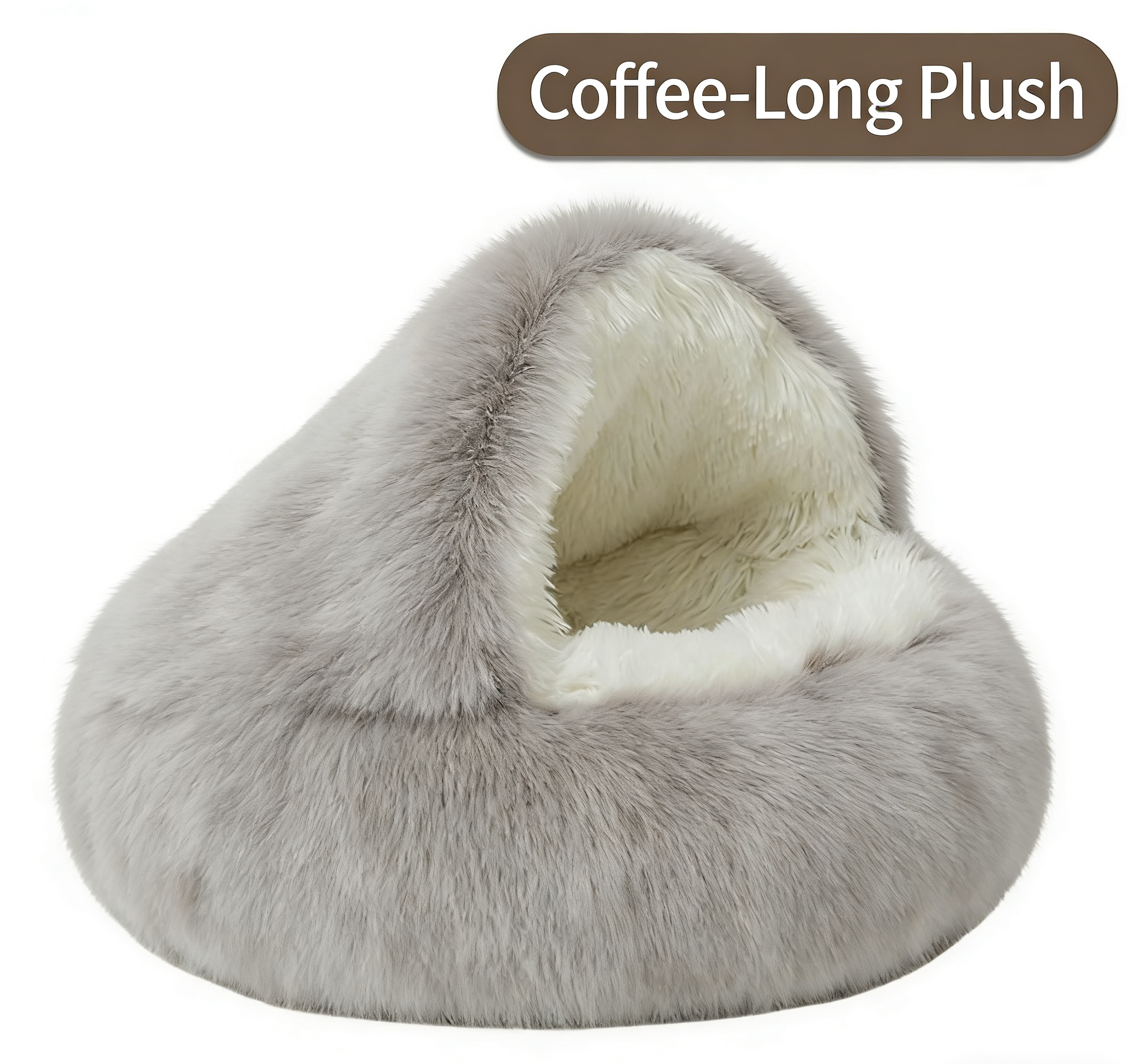 Pet Shell Nest Cat Bed Winter Warm Half-Enclosed Pet Nest Dog Bed Shaped Beds Long Plush Pet Bed, Cozy and Comfortable Pet Sleeping Mat