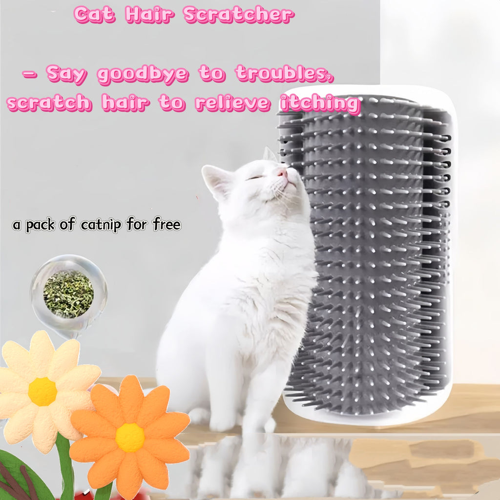 Cat Corner Self Groomer with a pack of catnip,Wall-Mounted Grooming Brush for Dogs and cats,Gentle massage