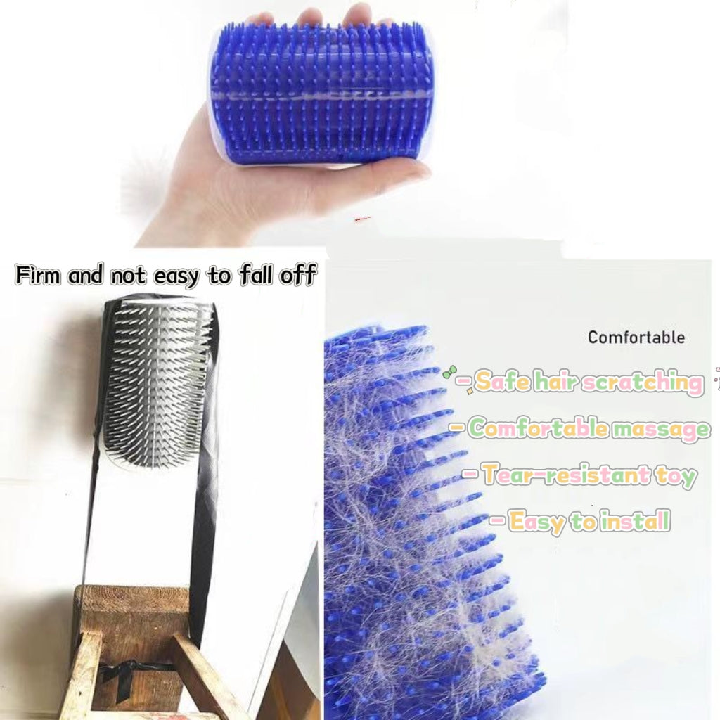 Cat Corner Self Groomer with a pack of catnip,Wall-Mounted Grooming Brush for Dogs and cats,Gentle massage