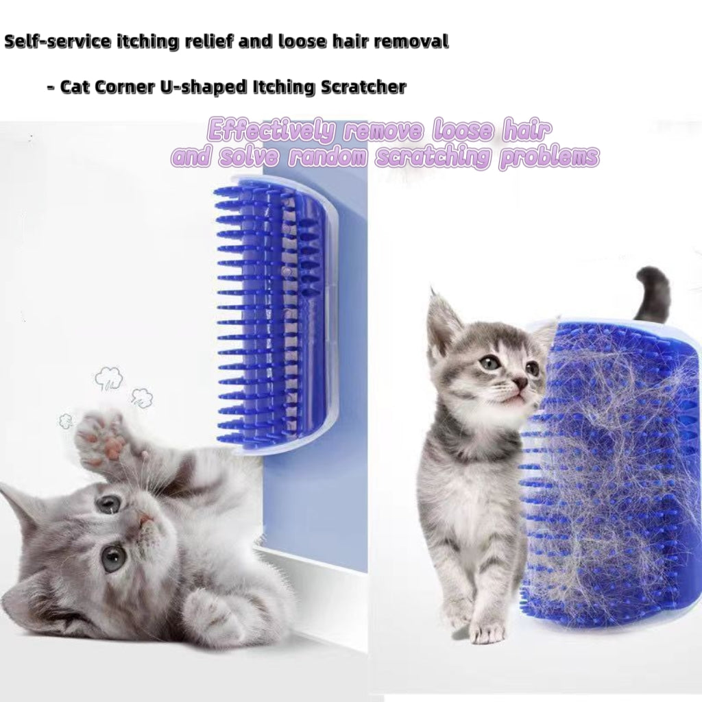 Cat Corner Self Groomer with a pack of catnip,Wall-Mounted Grooming Brush for Dogs and cats,Gentle massage