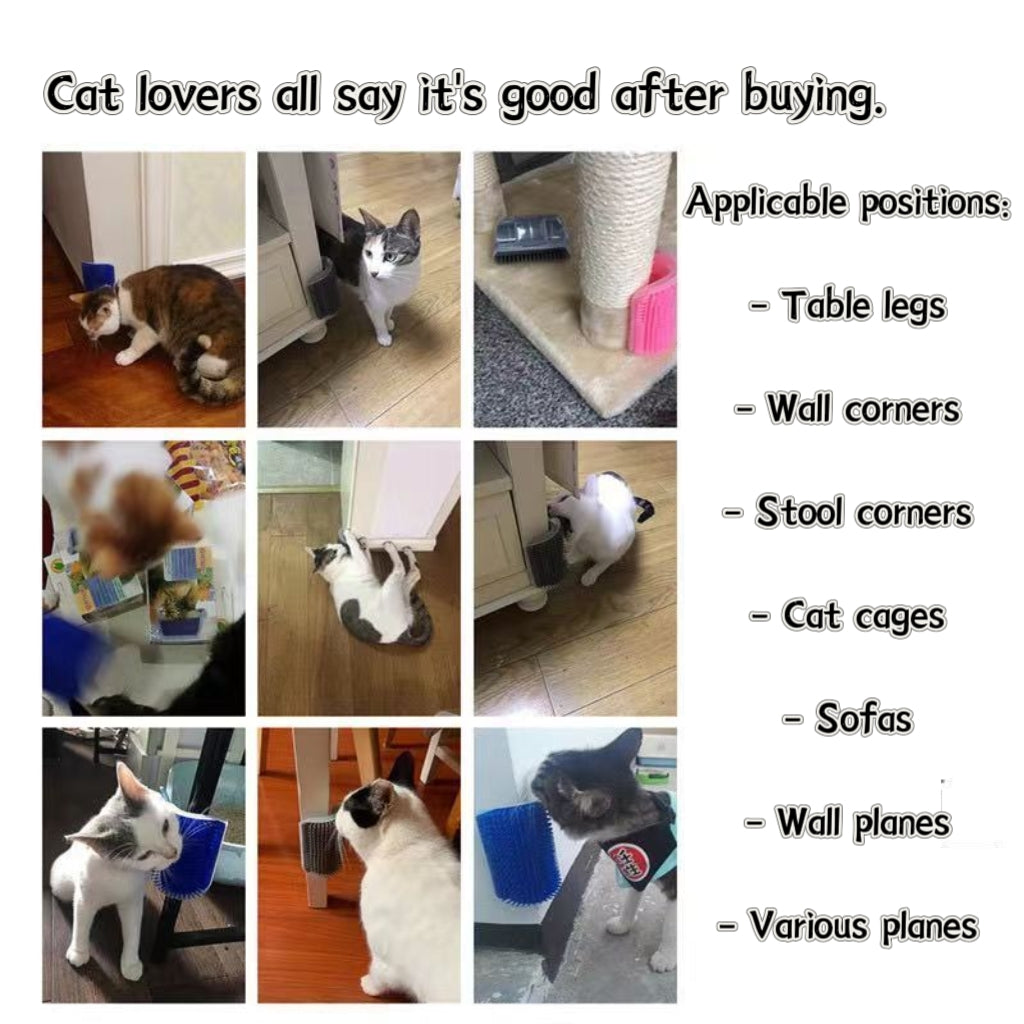 Cat Corner Self Groomer with a pack of catnip,Wall-Mounted Grooming Brush for Dogs and cats,Gentle massage